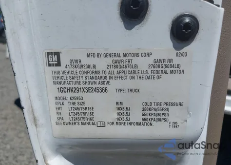 2003 Chevrolet Silverado K2500 Heavy Duty from USA, damaged, VIN 1GCHK291X3E245366